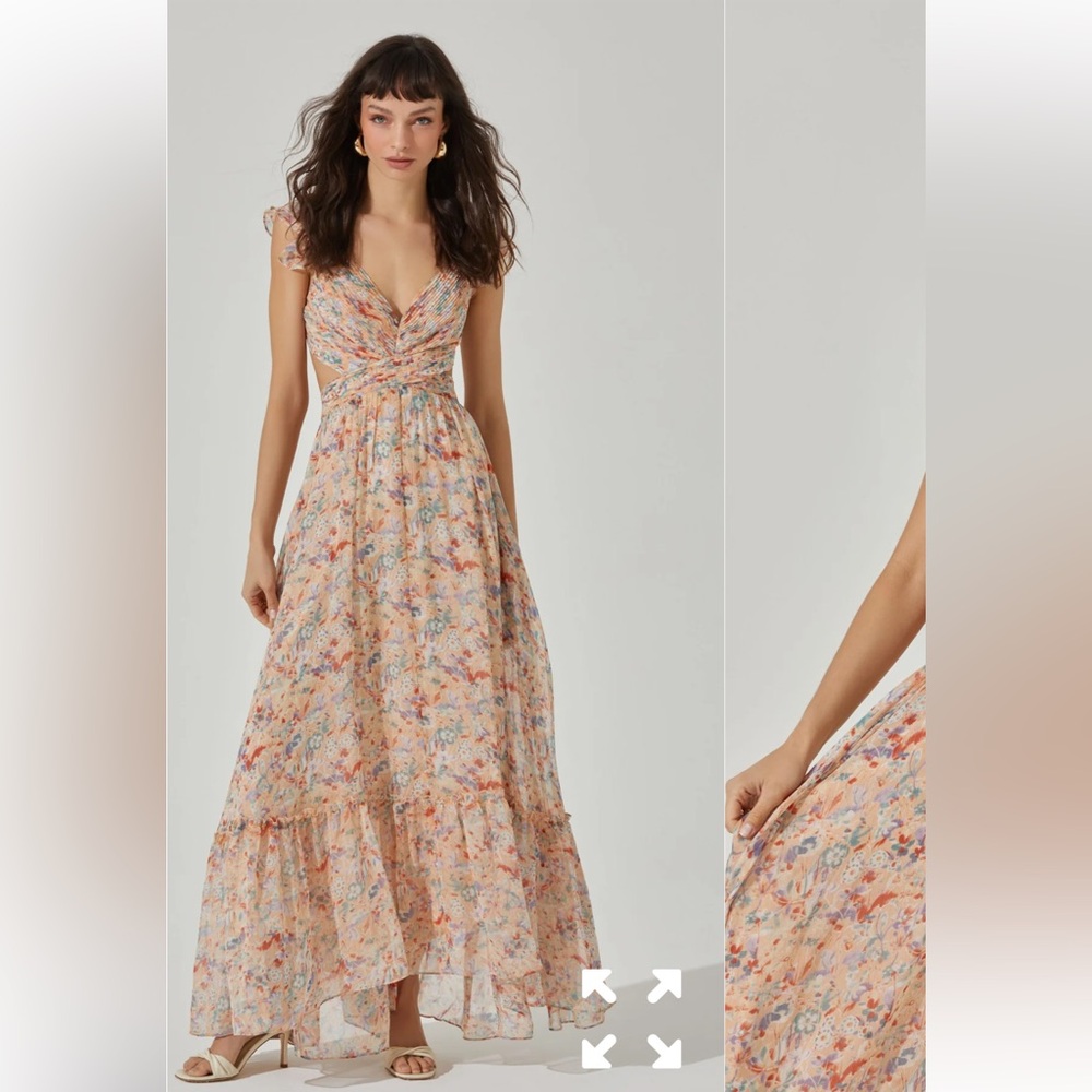 ASTR the label - Primrose Floral Strappy Back Maxi Dress - Peach Multi floral